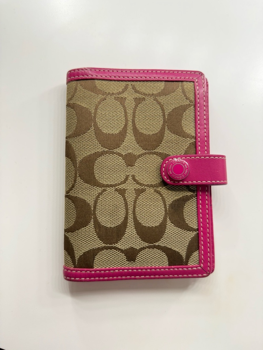 SOLD - Coach Signature Brown/ Pink Agenda
